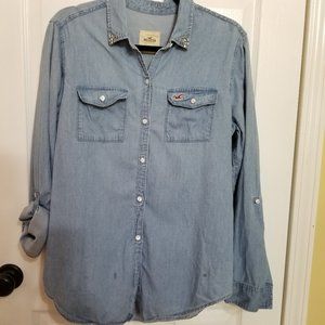 Hollister Light Chambray Button up Shirt.